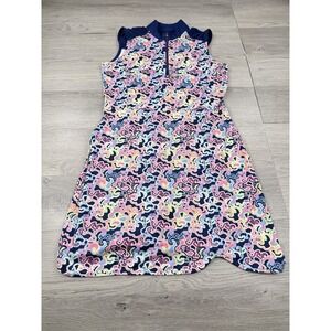 EP New York Dress Women's S Blue Pink Stretch Performance Golf Floral Print